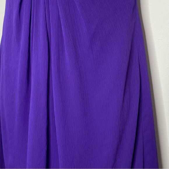 David's Bridal Purple and Silver SequinStrapless Split Front Chiffon Skirt Dress - Picture 9 of 12
